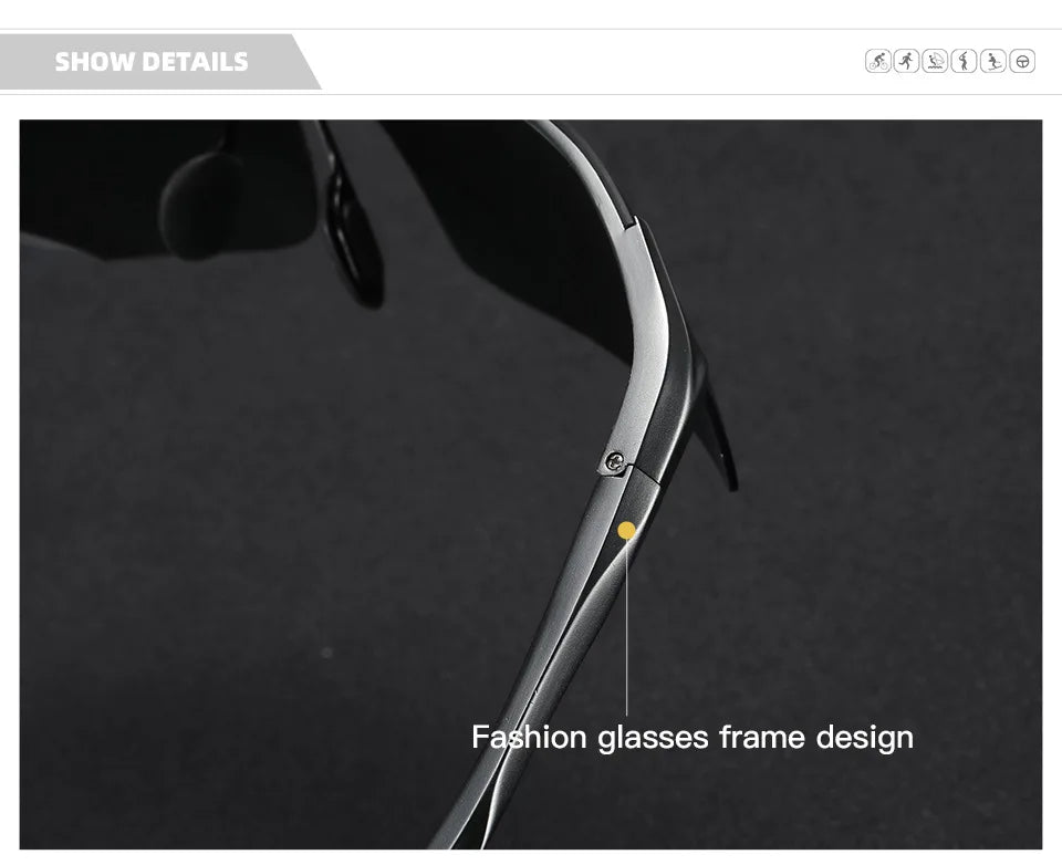 CLLOIO Brand Men's Polarized Sunglasses Aluminum Frame UV400 Anti-Glare Sun Glasses Male Driving Glasses Rimless Oculos De Sol