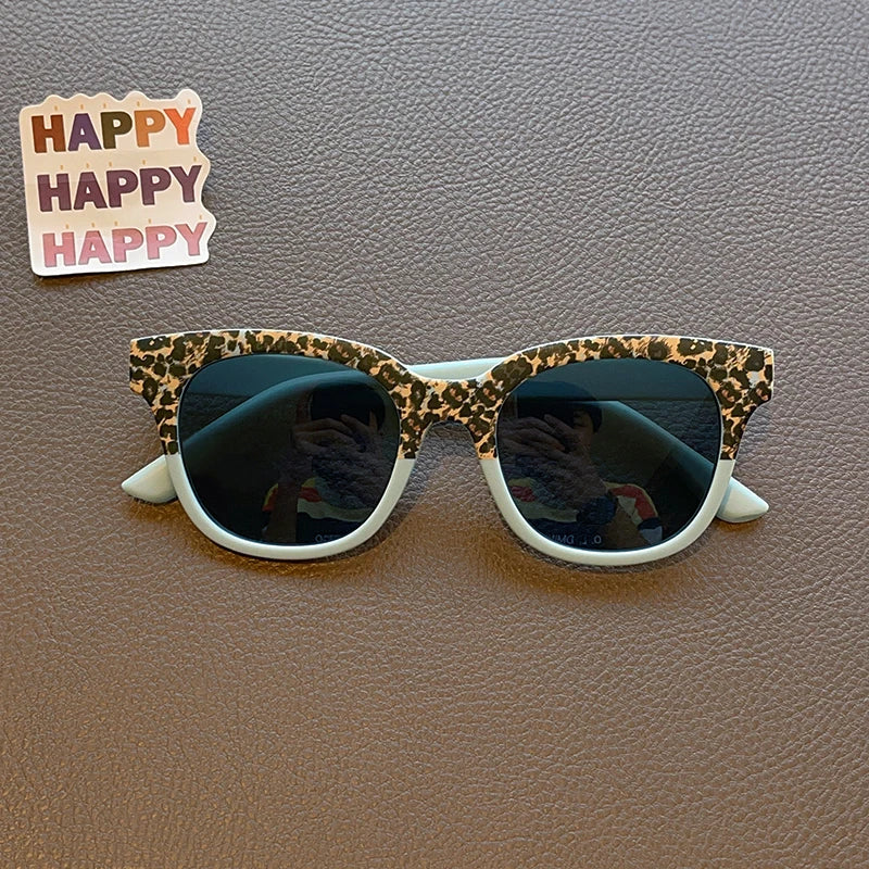 Dětské vintage sluneční brýle s leopardím vzorem, čtvercové, UV400, outdoorové, módní, pro dívky i chlapce, ochranné sluneční brýle pro děti
