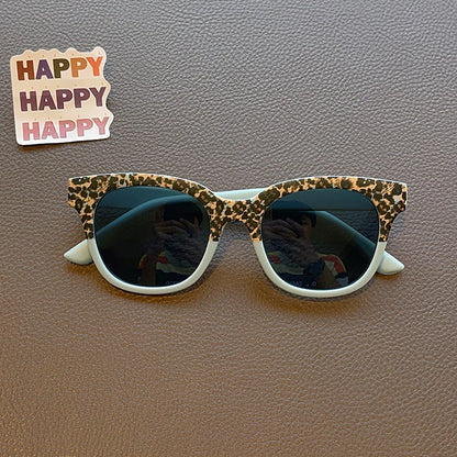 Dětské vintage sluneční brýle s leopardím vzorem, čtvercové, UV400, outdoorové, módní, pro dívky i chlapce, ochranné sluneční brýle pro děti