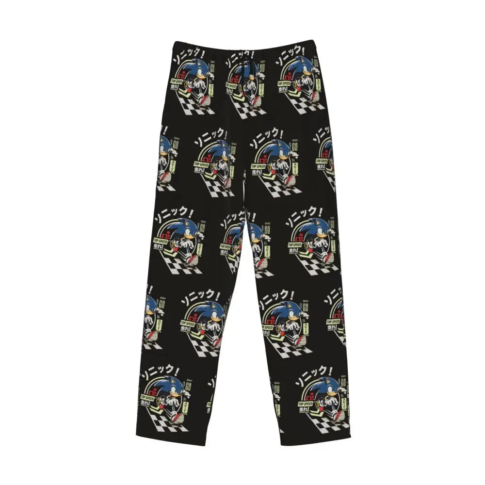 Custom Print Men's Soniced Pajama Pants Hedgehog Game Sleepwear Sleep Lounge Bottoms with Pockets