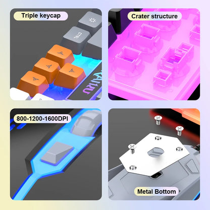 Einzelne Tastatur und Tastatur-Maus-Set RAIKU T26, dreifarbige Leuchttastatur, kabelgebundene mechanische Touch-Gaming-Maus-Tastatur-Kombination