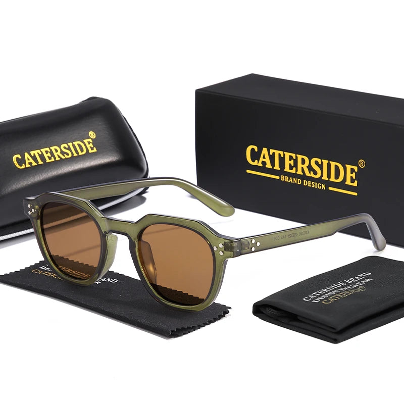 Caterside Nové retro polarizované pánské sluneční brýle s čtvercovým rámem z TR90, dámské sluneční brýle, outdoor, řízení, rybaření, UV400, dárek
