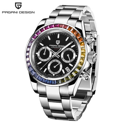 PAGANI DESIGN chronograafhorloge voor heren – Luxe quartz-polshorloge, verlicht en waterdicht.