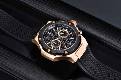 Křemenné pánské hodinky PAGANI DESIGN – luxusní sportovní chronograf, vodotěsný, s luminiscenčními ručičkami a safírovým sklem s antireflexní úpravou
