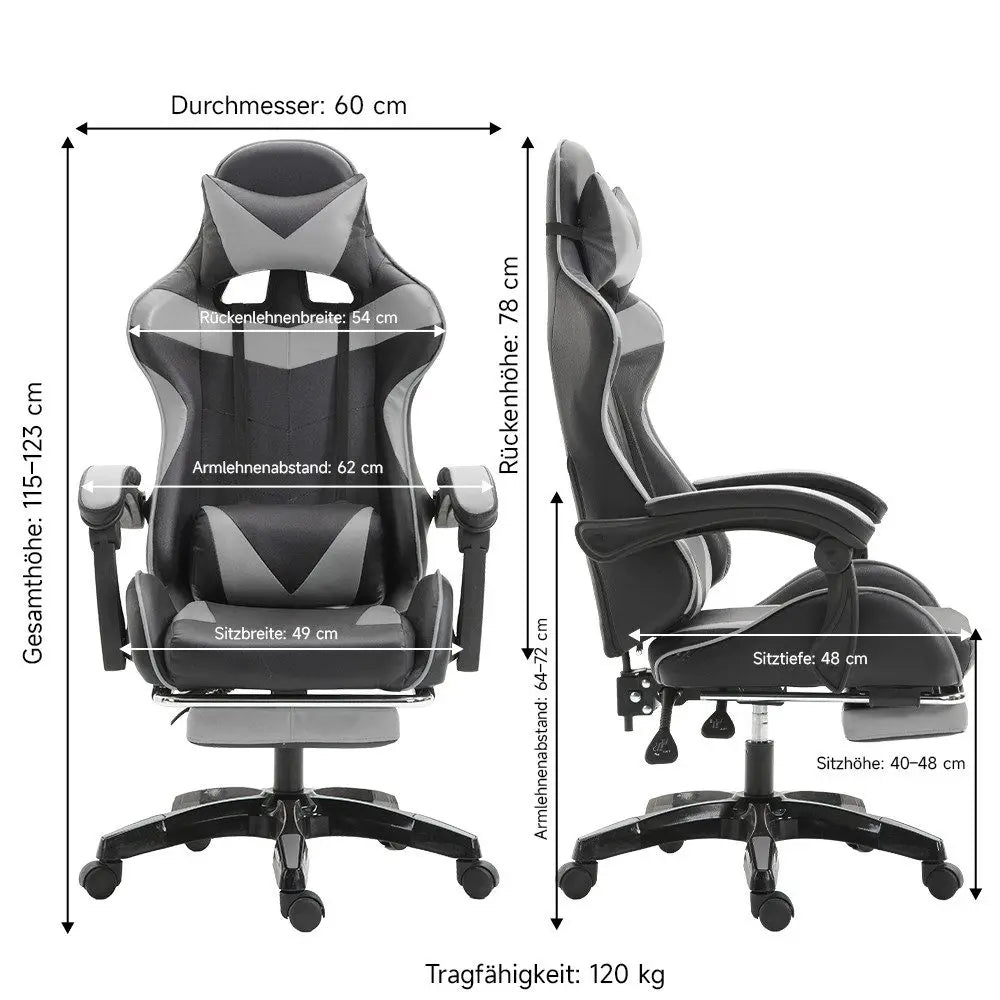 Gaming-Stuhl Gaming-Sessel höhenverstellbarer Bürostuhl mit verstellbarer Liegefunktion, Katzenohren und Kissen