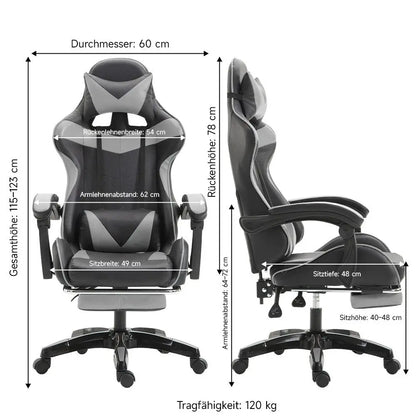 Gaming-Stuhl Gaming-Sessel höhenverstellbarer Bürostuhl mit verstellbarer Liegefunktion, Katzenohren und Kissen
