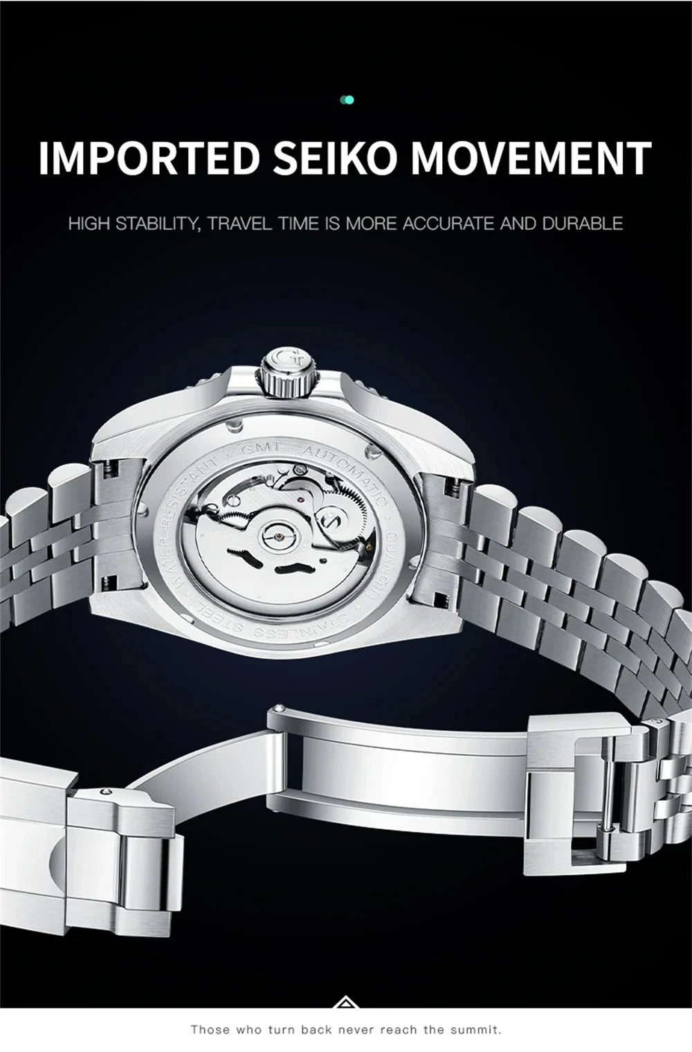 GUANQIN GMT Men's Watches 2025 New Atuomatic Watch Men NH34 Mechanical Wristwatch Sapphire Glass Stainless Steel Clock Left Hand