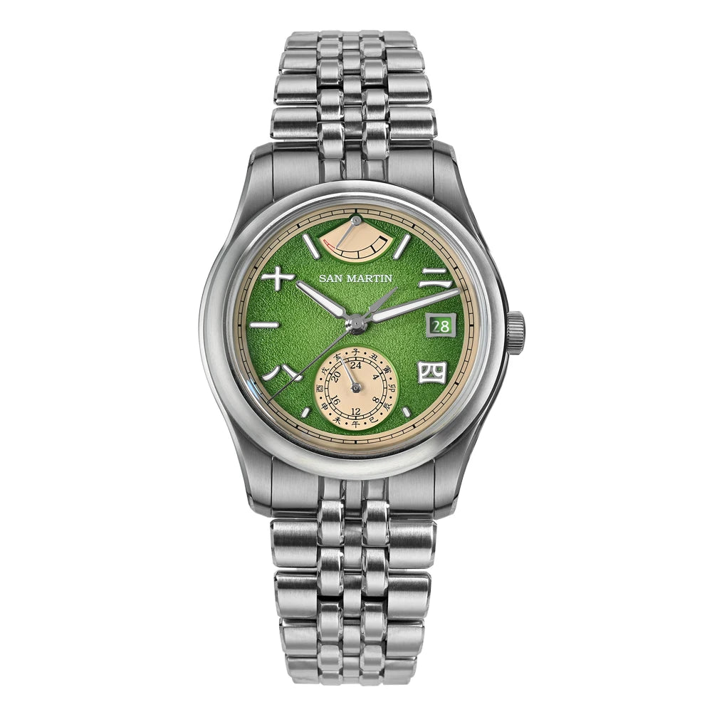 San Martin 39mm Miyota 9132 Power Reserve Display Men's Luxury Sport Watch Automatic Mechanical Waterproof Original Design SN0144