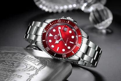 Automatic Mens Watch Mechanical Movement Stainless Steel Gold Silver Green Red Dial Date Strong Luminous Luxury Watches