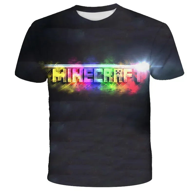 3D Printed Casual Summer Cute Boys Girls Building Blocks Cartoon T-shirt Boys T Shirt Minecraft Popular Tops Inside Outside Mc