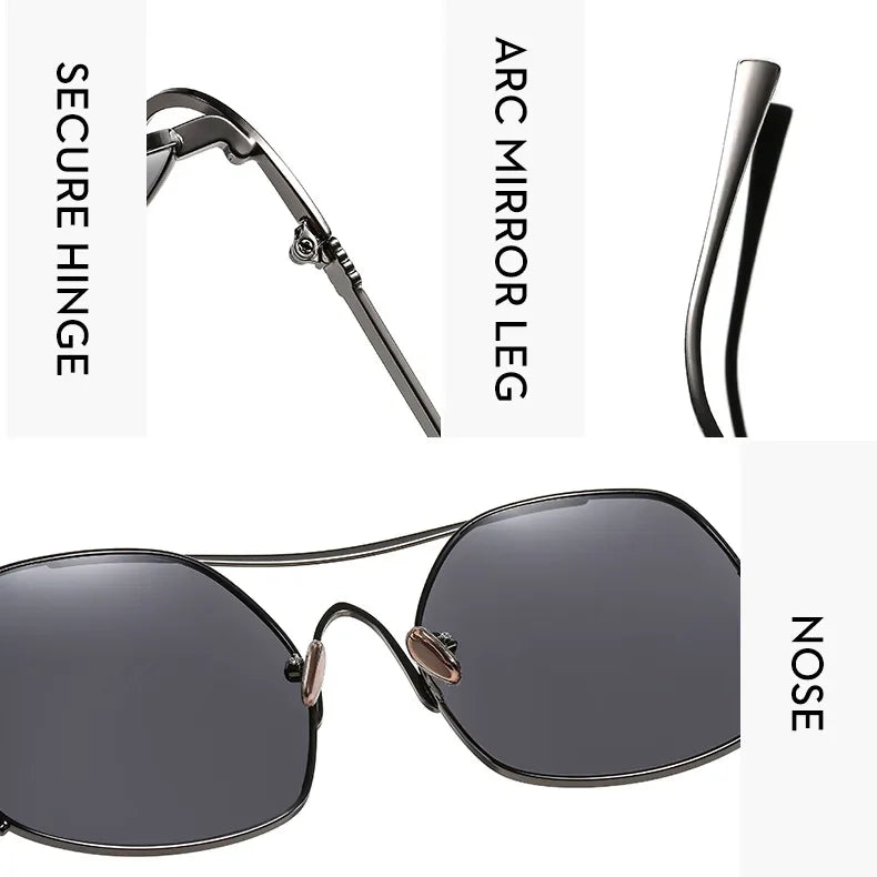 Y2k Polygon Oversized Sunglasses Women Luxury Brand Metal Sun Glasses Fashion Personality Outdoor Retro Eyeglassess Uv400 Men