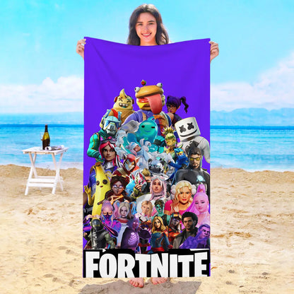 Toalha de Praia Game F-Fortnites em Microfibra para Hotel, Casa de Banho, Sauna, Spa, Praia, Viagem, Piscina, Casa, Banho de Bebé, Ginásio e Duche