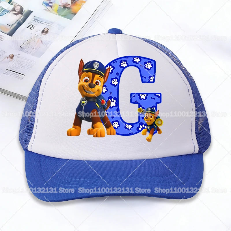 Casquettes de baseball en maille PAW Patrol : Chase, personnage de dessin animé, lettres, pour adultes et enfants, casquettes de sport, anime, été, protection solaire, visière, cadeau pour garçon et fille