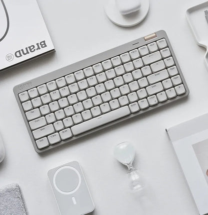 Lofree Flow Lite Wireless Mechanical Keyboard&PU Bag Lighter&Silenter POM Switch 2.4G Bluetooth&Wired Office Typing Gasket 84key