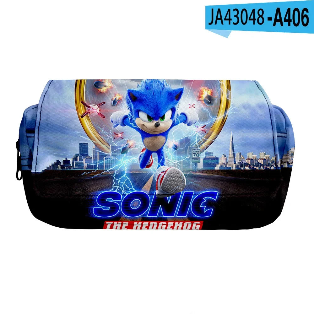 Sonic The Hedgehog Double Pencil Case Stationery Bag Storage Pouch