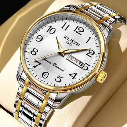 Luxusuhr für Damen, Quarzuhr, digitale Armbanduhr, wasserdicht, mit Kalender und Leuchtanzeige; modischer und professioneller Stil, auch für Herren geeignet.