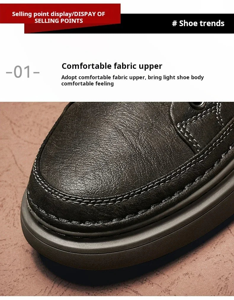 Classic Men's Sneakers Platform Slip-On Casual Leather Sneakers New Comfort Flat Spring Loafers Shoes