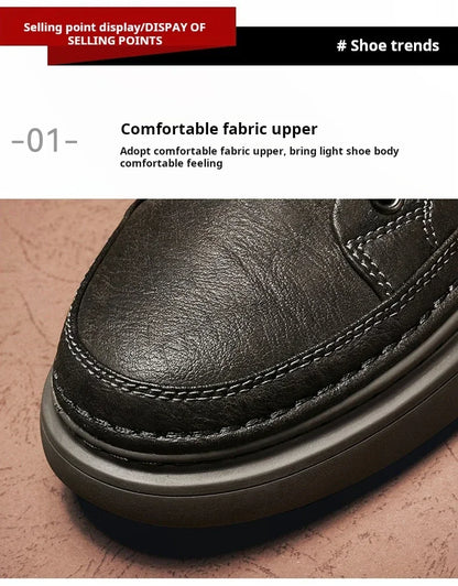 Classic Men's Sneakers Platform Slip-On Casual Leather Sneakers New Comfort Flat Spring Loafers Shoes