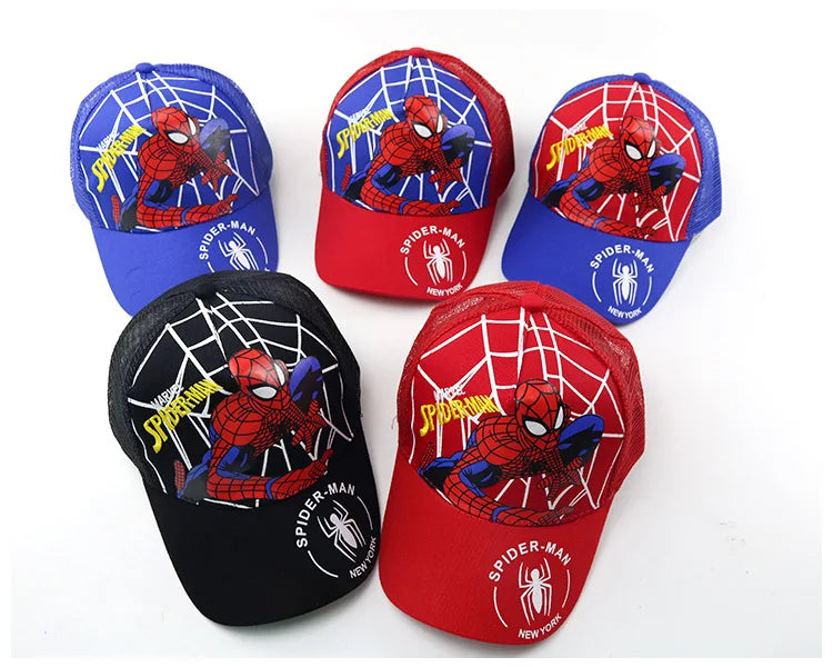 Figurka z anime Marvela Spider-Man – czapka z daszkiem z motywem kreskówkowym, bawełna i poliester, czapka z daszkiem dla chłopców i dziewcząt, akcesoria do nakryć głowy, prezent urodzinowy dla dzieci