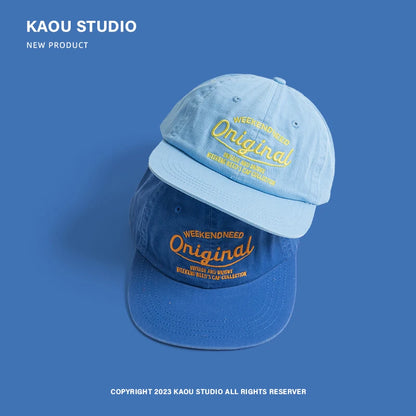 Casquette de baseball printemps-automne à visière souple, brodée, unisexe, style urbain « Street Tide », à visière large et pare-soleil