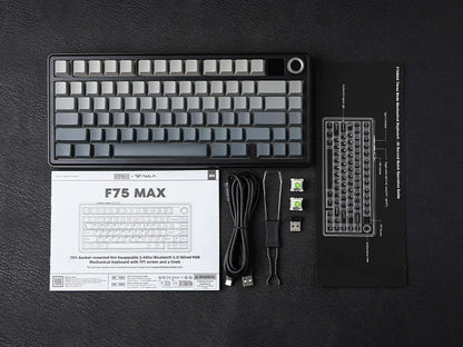 EPOMAKER X AULA F75 MAX kompakte mechanische Tastatur im 75-%-ANSI-Layout, kabelgebunden/Bluetooth/2.4GHz kabellos, mit TFT-Bildschirm und Drehregler