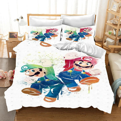Hot Super Mario Cartoon Game Cute All Season Duvet Cover And Pillowcase Teen Large/Queen Cute Bedroom Decoration Boys Girls Gift