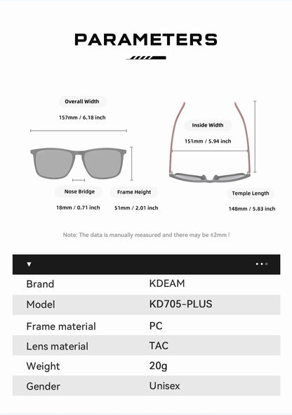 KDEAM Extra velké polarizované sluneční brýle XL pro muže, fotochromatické sluneční brýle, nadměrná velikost vhodná pro velký obličej