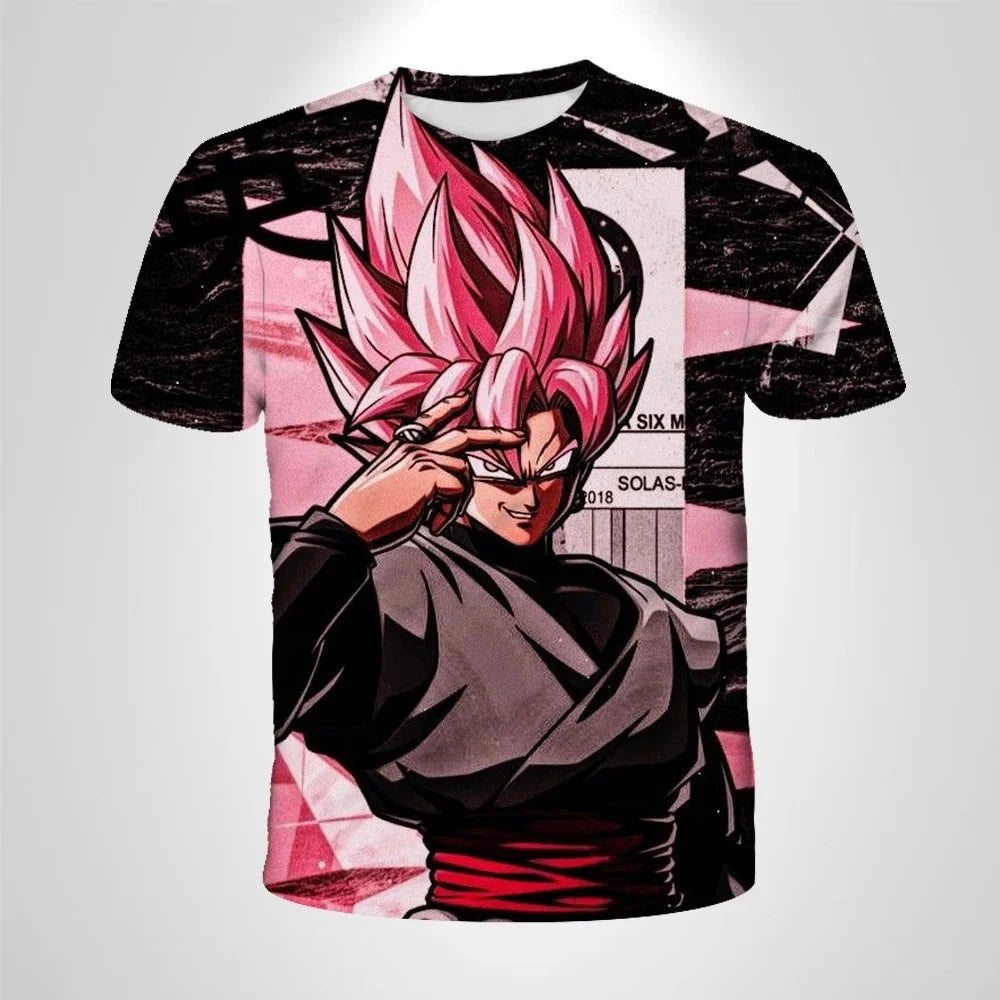 2026 Children's Breathable Short-sleeved Japanese Anime Dragon Ball Z Goku Goku Saiyan Men's Short-sleeved T-shirt,Sports Top