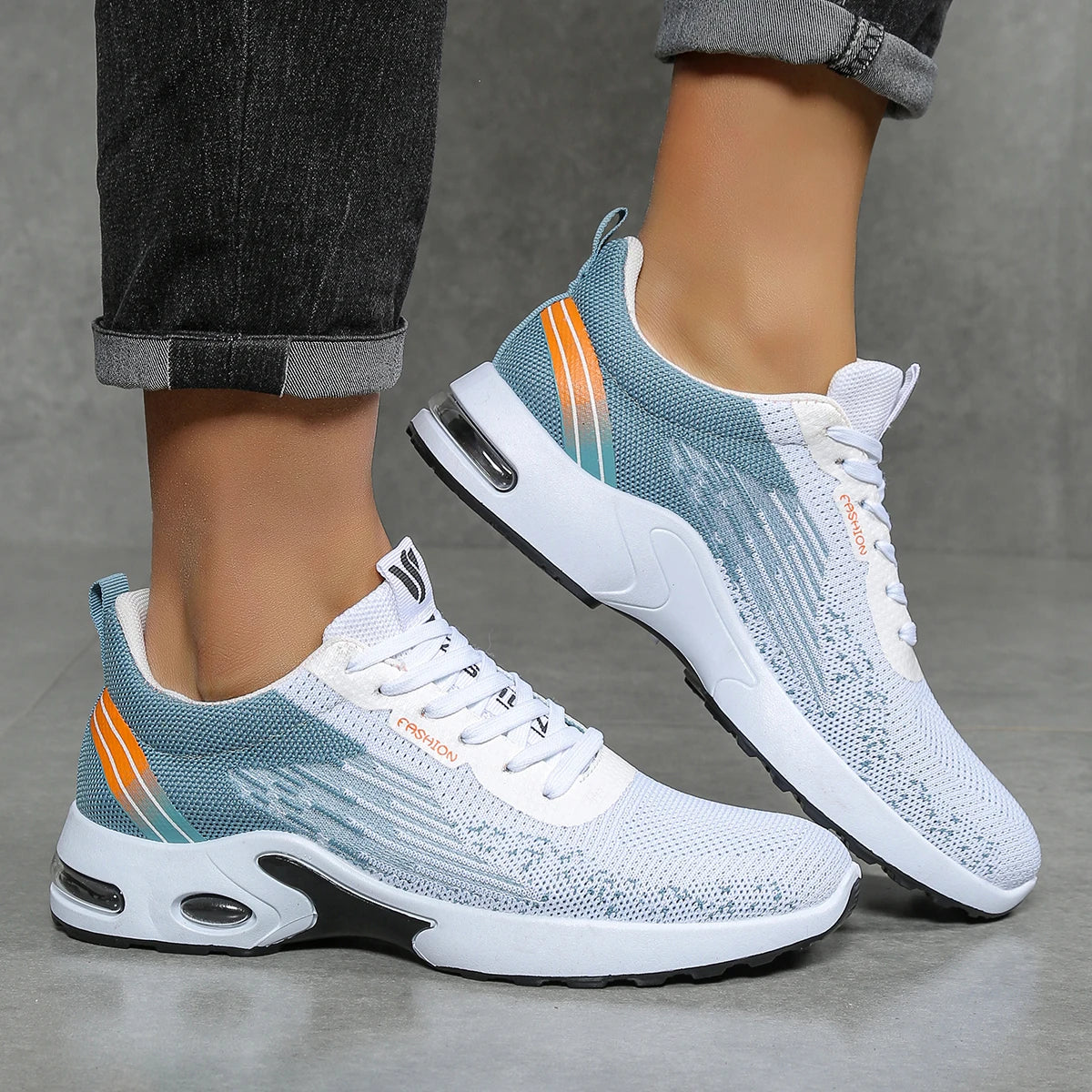 Scarpe da uomo, scarpe casual da uomo, mesh traspirante, ammortizzate ad aria, suola morbida, scarpe sportive alla moda color block