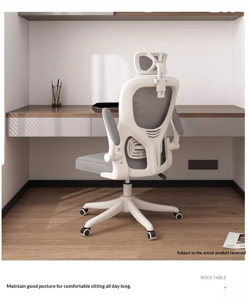 Ergonomic Office Chair Adjustable Lumbar Support Mesh High Back Swivel Computer Gaming Chair Reclining Armrest White Black