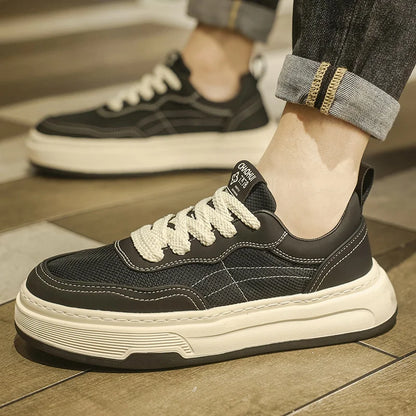 Sneakers da uomo ultraleggere in mesh traspirante 2025, scarpe casual alla moda con suola spessa, comode, con lacci, per la camminata quotidiana