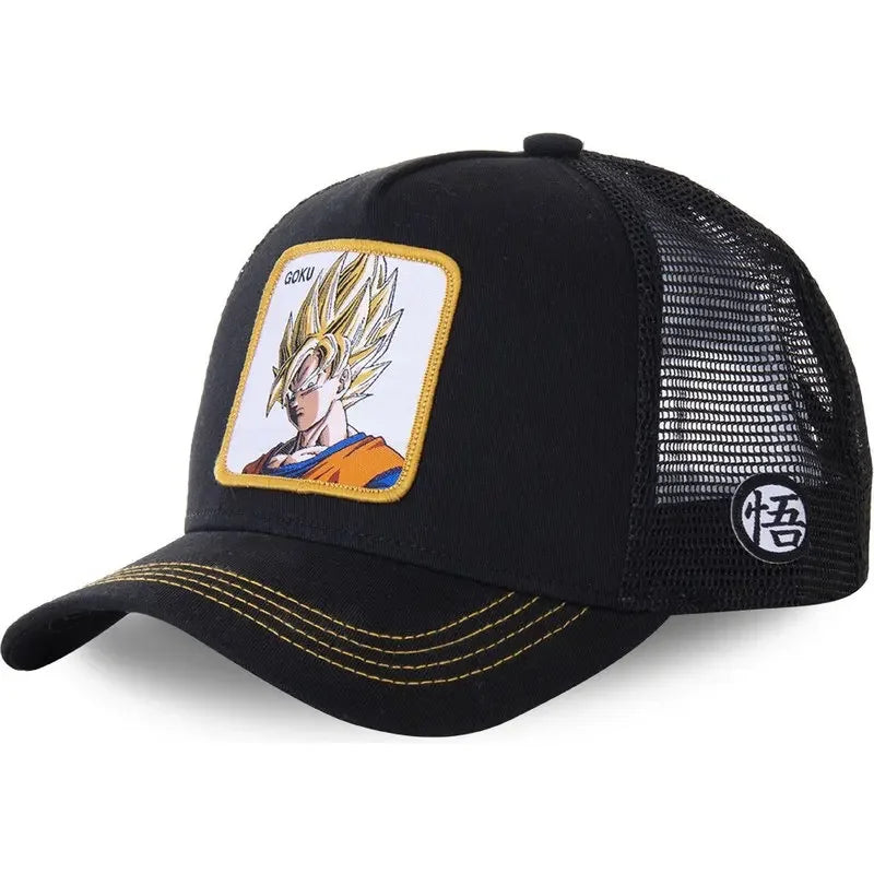 Czapka z motywem Dragon Ball Son Goku – letnia czapka podróżna z daszkiem, męska czapka z haftem w stylu hip-hopowym, z daszkiem przeciwsłonecznym, regulowana czapka typu trucker z siateczką