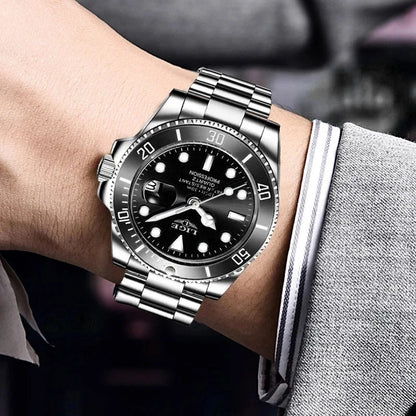 Luxus-Taucheruhr für Herren, Marke LIGE, wasserdicht bis 3 ATM, mit Datumsanzeige, sportliche Quarzuhr