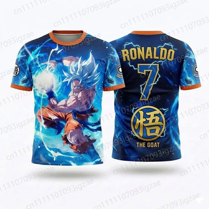 2026 Summer New 3D Print Men Women Dragon Ball Z Goku Ronaldo 7 Soccer Jersey Quick-Dry Training Sports T-Shirt Y2k
