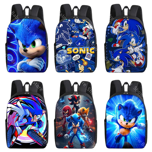 New Cute Anime Backpack for Adult Men Student Schoolbag Teenagers Cartoon Sonics Bag Rucksack Waterproof Bookbag Birthday Gifts