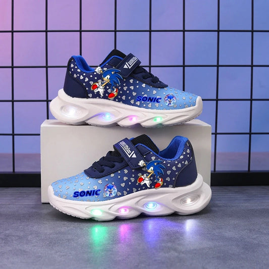Sonic Sport Shoes Spring Luminous Fashion Breathable Net Shoes LED Sneakers with Light Running Shoes
