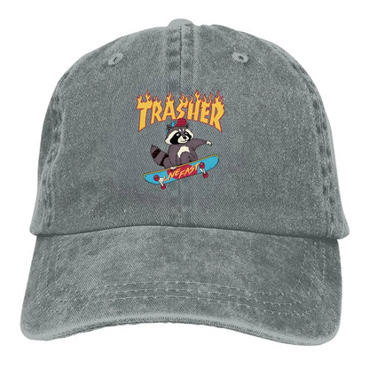 Trasher! Baseball Cap Men Hats Women Visor Protection Snapback Raccoon Lover Caps