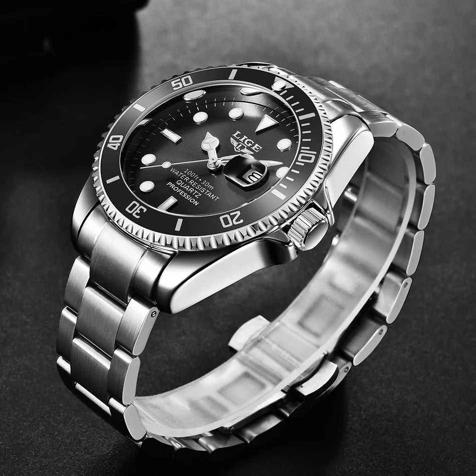 LIGE Herrenuhr – Quarz-Chronograph, wasserdicht, lässiger und professioneller Stil, luxuriöses Modeaccessoire einer renommierten Marke.