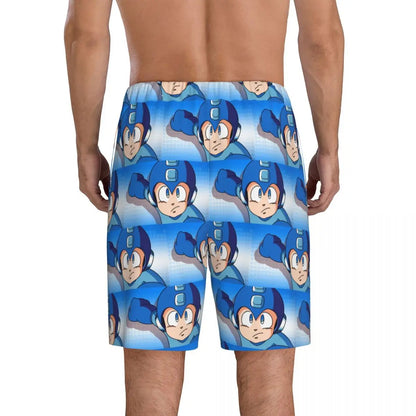 Custom Megaman Video Game Mega Man Short Pajama Pants Men Sleepwear Sleep Lounge Bottom Shorts Sleeping Pants