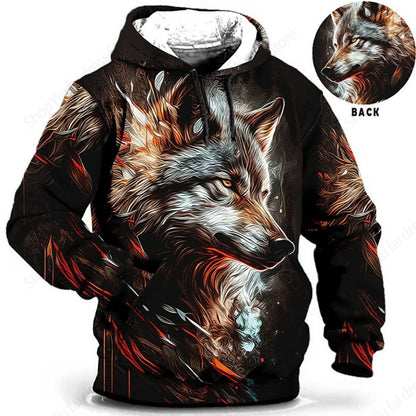 Vintage Hoodies For Men Wolf Bee Animal Pattern 3D Print Hoodie Men Fashion Hoodie Sweatshirt Boy Coat Women Sweat 6XL Tracksuit