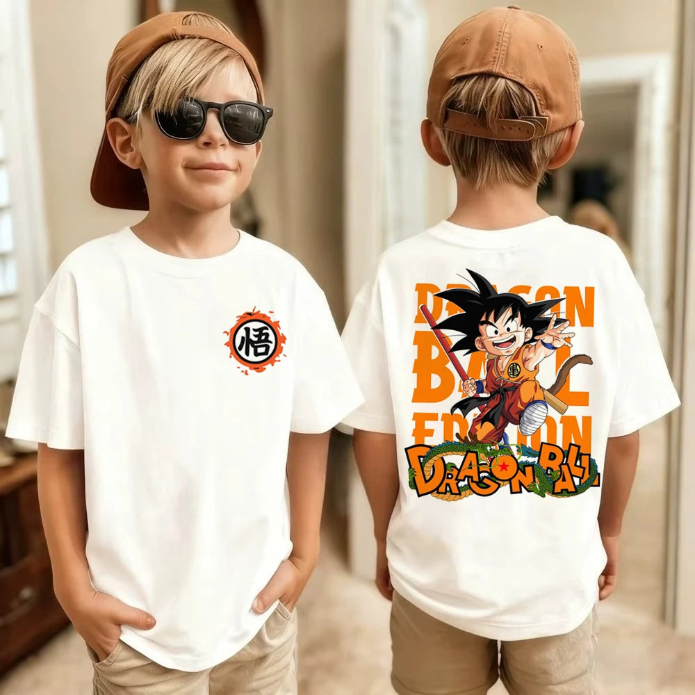 Anime Dragon Ball Cosplay T-Shirt Cotton Short Sleeve Tops Casual Loose Retro T-Shirt Men Women Family Matching Summer Outfits