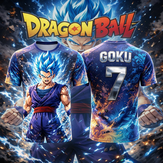 2026 Summer Dragon Ball Super Saiyan Blue Goku 3D Print Jersey Tee Oversized Unisex Men Women Kids Casual Anime Fan Tshirt
