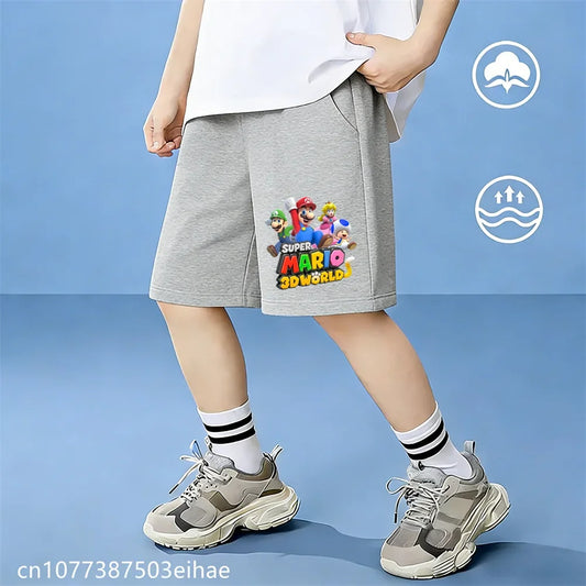 Kids Summer Cotton Shorts with Classic Super Mario Cartoon Prints, Casual Fashion Look, Breathable Skin-Friendly , Soft and Cozy