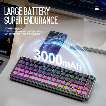 Attack Shark X66 Kabellose mechanische Tastatur 65% Kompaktlayout RGB-Hintergrundbeleuchtung Gasket Hot Swap Bluetooth USB-C PBT großer Akku