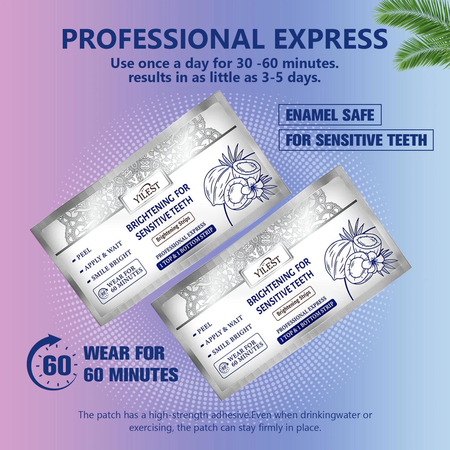 14 Strips Teeth Whitening Strips,Remove Plaque Stains Cleaning Oral Hygiene Sensitivity Relief,Fresh Breath Brighten Tooth Care
