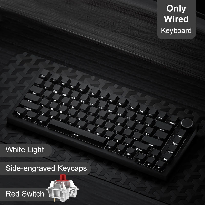 Tastiera meccanica da gaming Ajazz AK820/AK820Pro Bluetooth 5.1/wireless/cablata USB-C personalizzata con manopola, hot swap e gasket