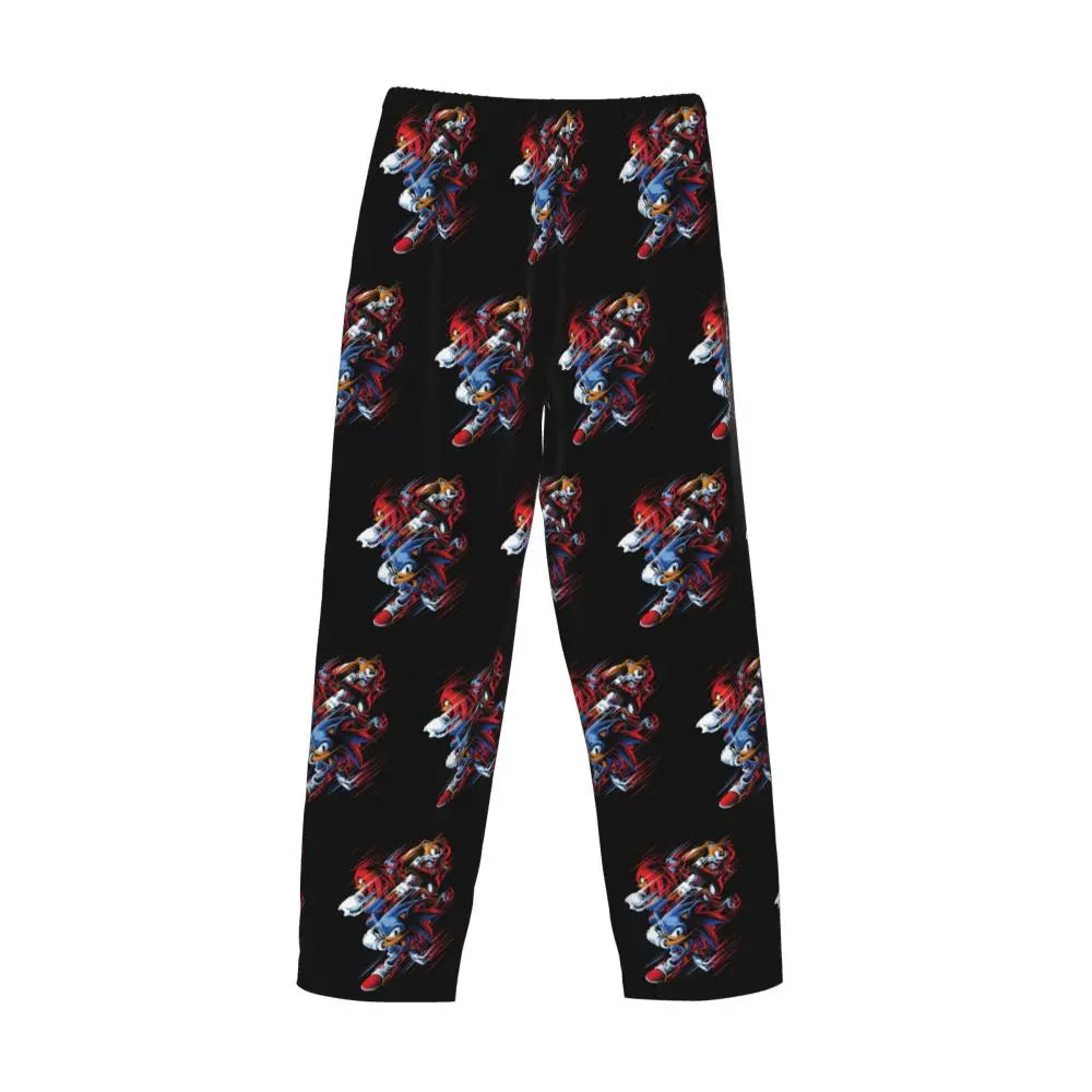 Custom Print Men's Soniced Pajama Pants Hedgehog Game Sleepwear Sleep Lounge Bottoms with Pockets