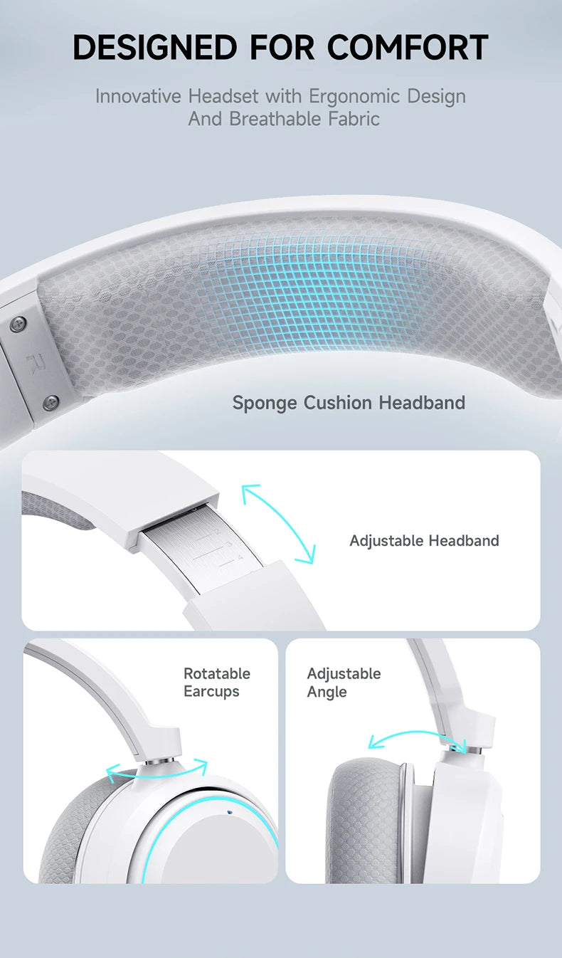 Auriculares gaming inalámbricos Picun G2 Bluetooth 5.3 – Sonido envolvente 7.1, auriculares gaming de baja latencia de 5ms con micrófono ENC para PC, PS5, PS4, Switch y móvil