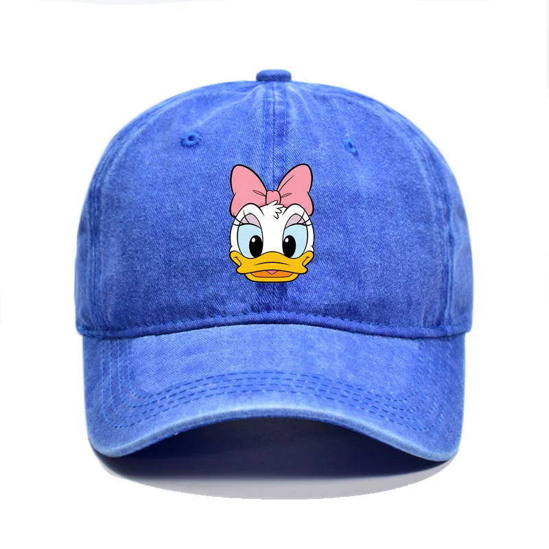 Unisex Vintage Washed Mickey Minnie Print Baseball Cap for Men Women Cartoon Trucker Hat Adjustable Snapback Casual Hip Hop Hat