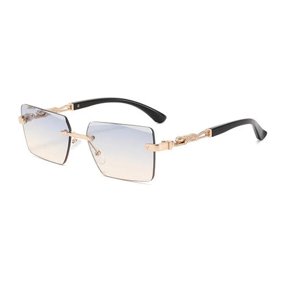 Occhiali da sole rettangolari senza montatura alla moda per donna e uomo, occhiali da sole di lusso, occhiali da sole quadrati per donna e uomo, occhiali da spiaggia e da viaggio